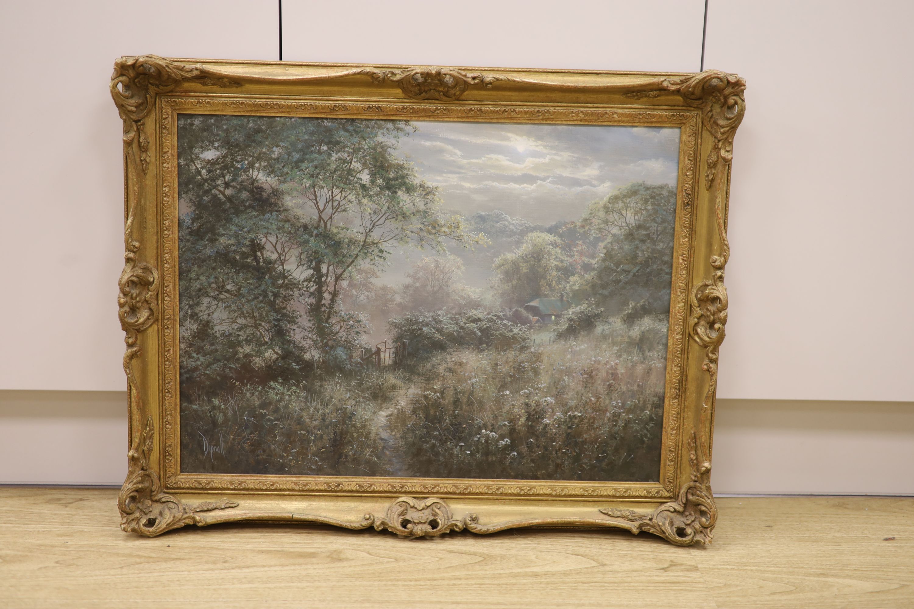 David Dipnall (b.1941), oil on canvas, Cottage by moonlight, signed, 44 x 59cm
